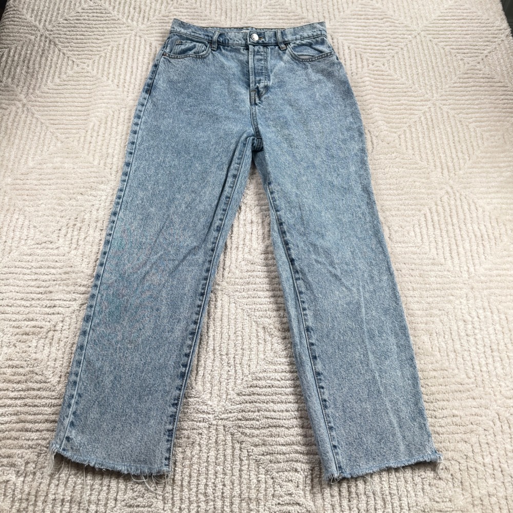 PacSun High Rise Straight Jeans Women 27 Light Acid Wash Raw Hem 90s Retro Indie